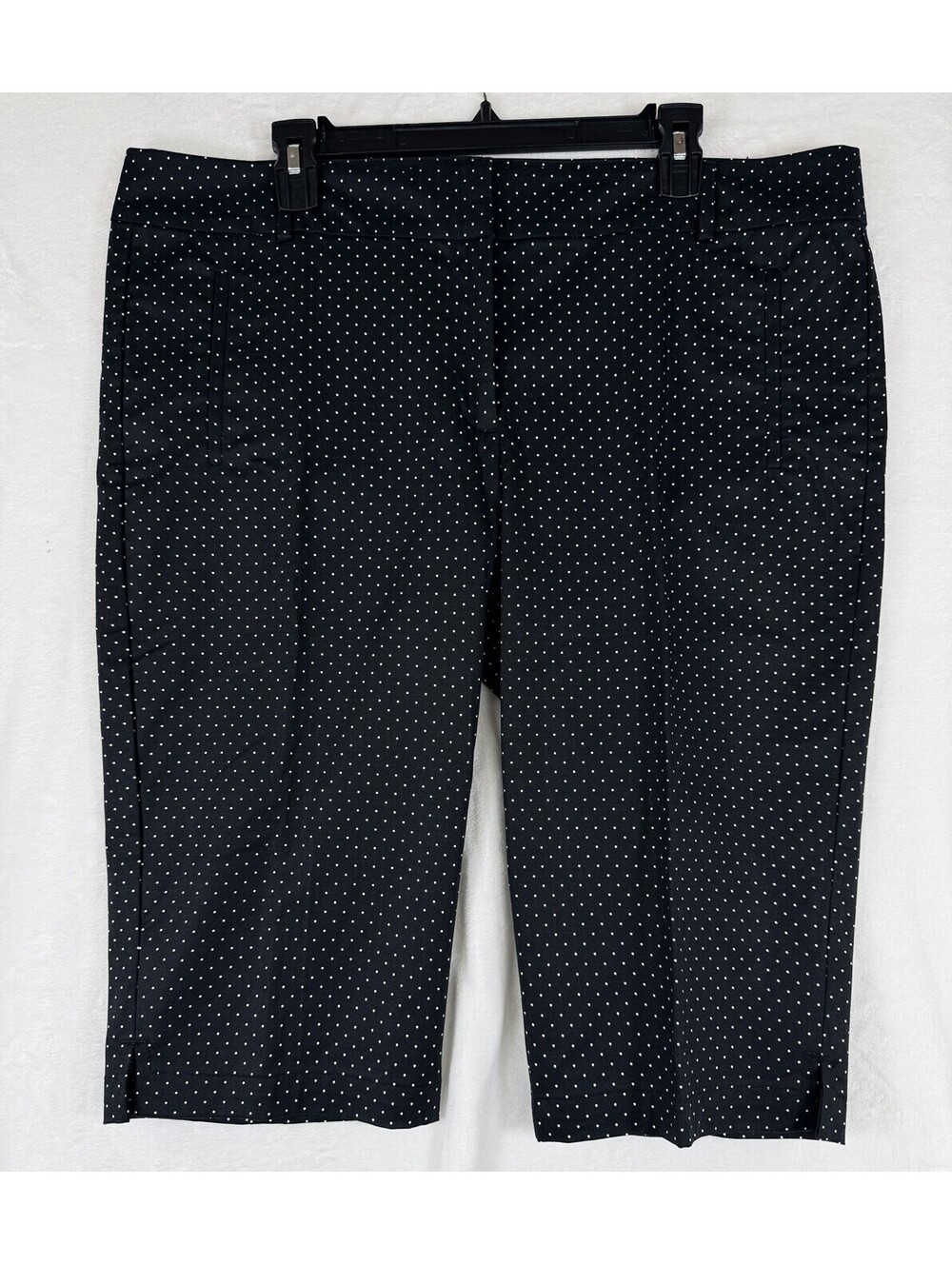 Ann Taylor Capri Pants 16 Signature Black Polka Dot Cotton Stretch Womens